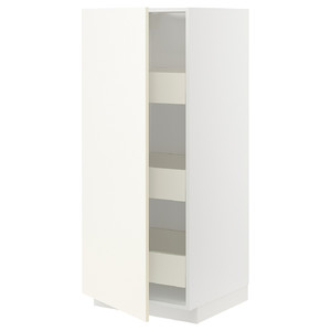 METOD / MAXIMERA High cabinet with drawers, white/Vallstena white, 60x60x140 cm
