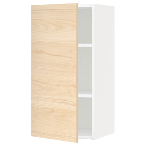 METOD Wall cabinet with shelves, white/Askersund light ash effect, 40x80 cm