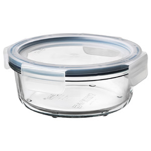 IKEA 365+ Food container with lid, round, glass/plastic, 14 cm