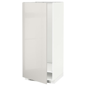 METOD High cabinet for fridge/freezer, white, Ringhult light grey, 60x60x140 cm