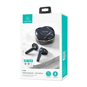 USAMS Headphones Earphones Bluetooth TW S 5.0 SD Series, blue