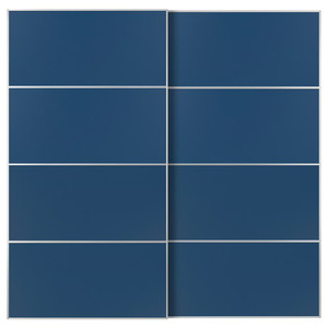 MEHAMN Pair of sliding doors, aluminium/double sided blue, 200x201 cm