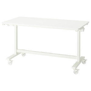 MITTZON Foldable table with castors, white, 140x70 cm