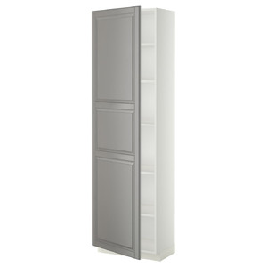 METOD High cabinet with shelves, white/Bodbyn grey, 60x37x200 cm