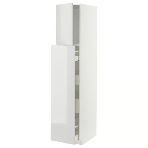 METOD / MAXIMERA Hc w p-o func 1dr/4drw, white/Ringhult light grey, 40x60x200 cm