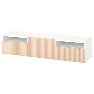 BESTÅ TV bench with drawers and door, white/Björköviken birch veneer, 180x42x39 cm