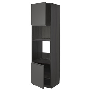 METOD Hi cb f oven/micro w 2 drs/shelves, black/Voxtorp dark grey, 60x60x220 cm