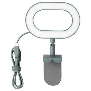 STÄNKREGN LED ring lamp, dimmable/turquoise