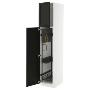 METOD High cabinet with cleaning interior, white/Lerhyttan black stained, 40x60x200 cm