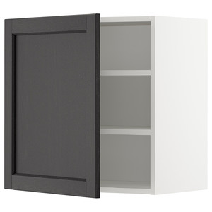 METOD Wall cabinet with shelves, white/Lerhyttan black stained, 60x60 cm