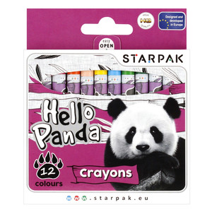 Starpak Wax Crayons 12 Colours Hello Panda