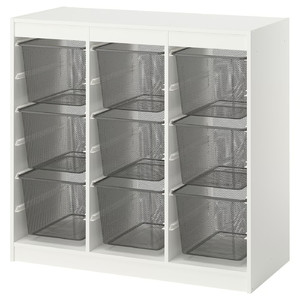 TROFAST Storage combination with boxes, room divider/white dark grey, 99x44x94 cm