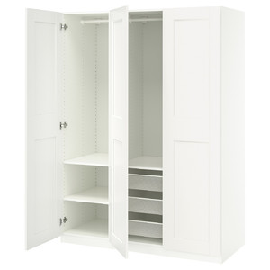 PAX / GRIMO Wardrobe combination, white/white, 150x60x201 cm
