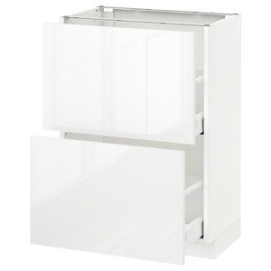 METOD / MAXIMERA Base cabinet with 2 drawers, white, Ringhult white, 60x37 cm