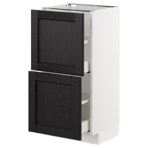 METOD Base cabinet with 2 drawers, white/Lerhyttan black stained, 40x37 cm