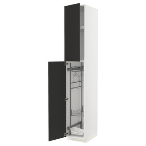 METOD High cabinet with cleaning interior, white/Nickebo matt anthracite, 40x60x240 cm