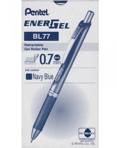 Pentel Retractable Gel Roller Pen EnerGel BL77 0.7mm, navy blue ink, 12pcs