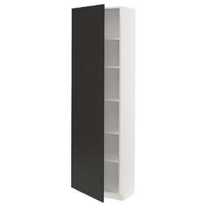METOD High cabinet with shelves, white/Nickebo matt anthracite, 60x37x200 cm