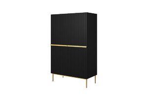 High Cabinet Sideboard Nicole, matt black, gold legs