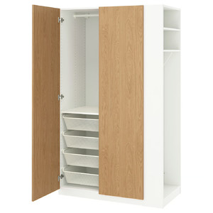 PAX / STORKLINTA Wardrobe combination, white oak effect/white, 120x60x201 cm