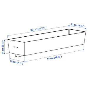 MITTZON Container f frame w castors, white, 80x14 cm