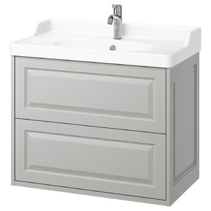 TÄNNFORSEN / RUTSJÖN Wash-stnd w drawers/wash-basin/tap, light grey, 82x49x74 cm