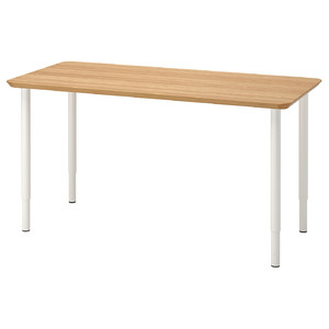 ANFALLARE / OLOV Desk, bamboo, white, 140x65 cm