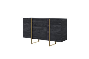 Cabinet with 2 Doors & 3 Drawers Verica 150 cm, charcoal/gold legs