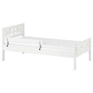 KRITTER Bed frame and guard rail, white, 70x160 cm