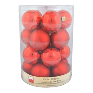 Christmas Baubles 60mm, glass, red, 20pcs