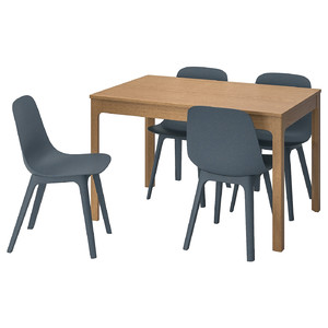 EKEDALEN / ODGER Table and 4 chairs, oak, blue, 120/180 cm