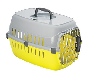 Pet Carrier Small IATA Lock, metal doors, lemon yellow