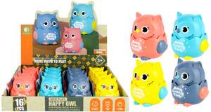 Press & Go Toy Happy Owl 7cm, 1pc, assorted colours, 3+