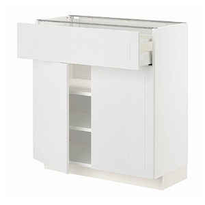 METOD / MAXIMERA Base cabinet with drawer/2 doors, white/Stensund white, 80x37 cm