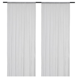 HILDRUN Sheer curtains, 1 pair, white, dotted, 145x300 cm