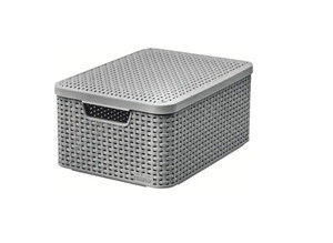 Curver Storage Basket with Lid M 18L, light grey