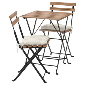 TÄRNÖ Table+2 chairs, outdoor, black-brown stained, Kuddarna beige