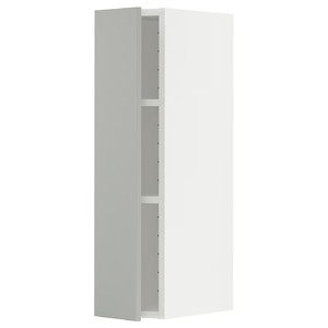 METOD Wall cabinet with shelves, white/Havstorp light grey, 20x80 cm