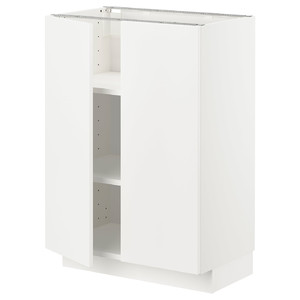 METOD Base cabinet with shelves/2 doors, white/Veddinge white, 60x37 cm