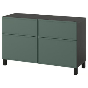 BESTÅ Storage combination w doors/drawers, black-brown/Krukmakare dark grey-green, 120x42x74 cm