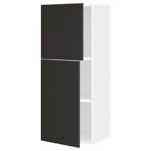 METOD Wall cabinet with shelves/2 doors, white/Kungsbacka anthracite, 40x100 cm