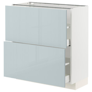 METOD / MAXIMERA Base cabinet with 2 drawers, white/Kallarp light grey-blue, 80x37 cm