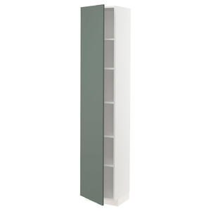 METOD High cabinet with shelves, white/Bodarp grey-green, 40x37x200 cm