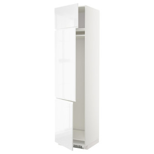 METOD High cab f fridge/freezer w 3 doors, white/Voxtorp high-gloss/white, 60x60x240 cm