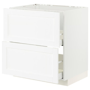 METOD / MAXIMERA Base cab f sink+2 fronts/2 drawers, white Enköping/white wood effect, 80x60 cm