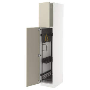 METOD High cabinet with cleaning interior, white/Havstorp beige, 40x60x200 cm