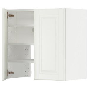 METOD Wall cb f extr hood w shlf/door, white/Bodbyn off-white, 60x60 cm