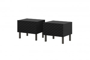 Set of 2 Nightstands Bedside Tables Scalia II 50, matt black, black legs