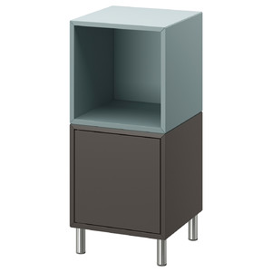 EKET Cabinet combination with legs, dark grey light grey-blue/metal, 35x35x80 cm