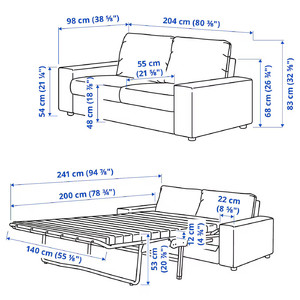 VIMLE 2-seat sofa-bed, with wide armrests/Gunnared beige